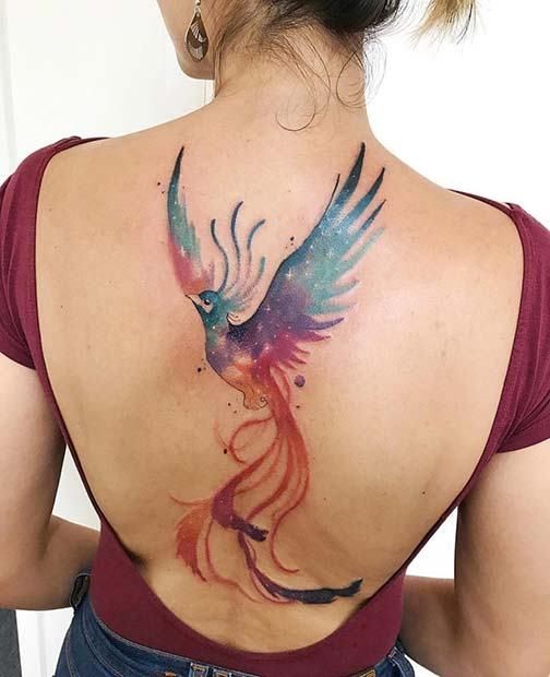 tatuagem de fênix aquarela 2