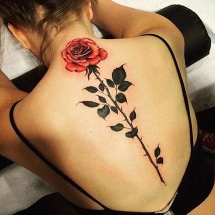 tatuagem de rosa nas costas