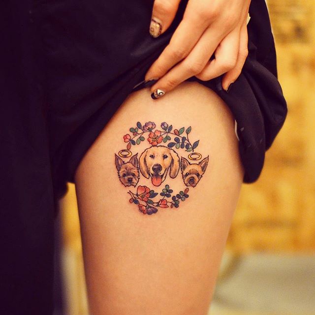 tatuagem feminina de animais na coxa 2021