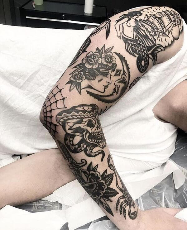 Tatuagem masculina no braço old school