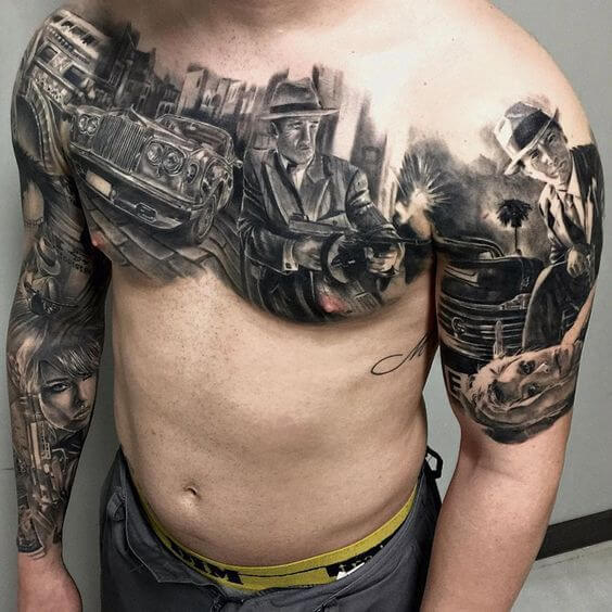 Tatuagem masculina no braço realista