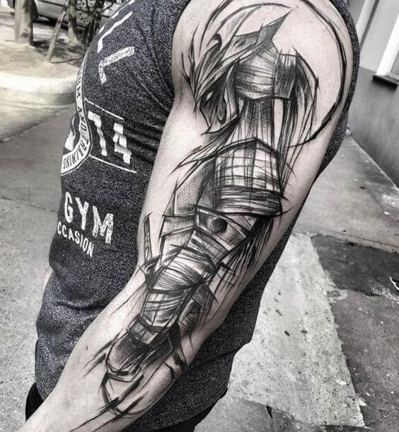 Tatuagem masculina no braço Sketch Tattoo