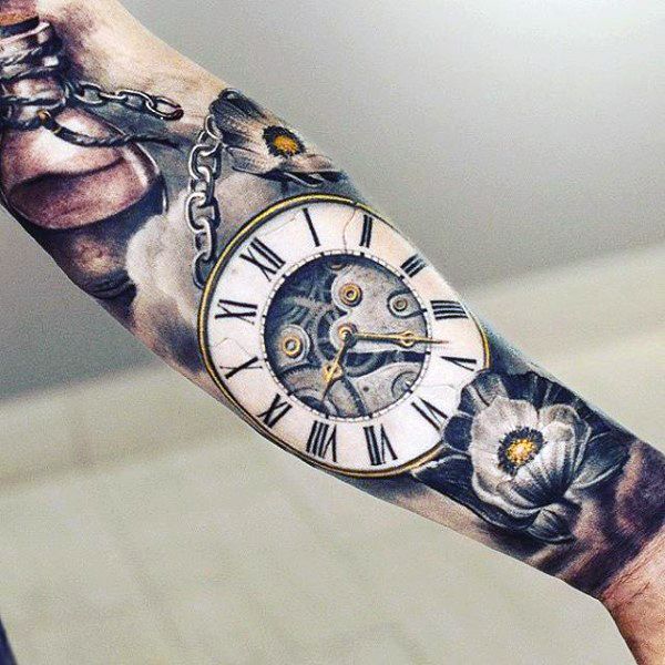 Tatuagens masculinas no braço de relógio 2021