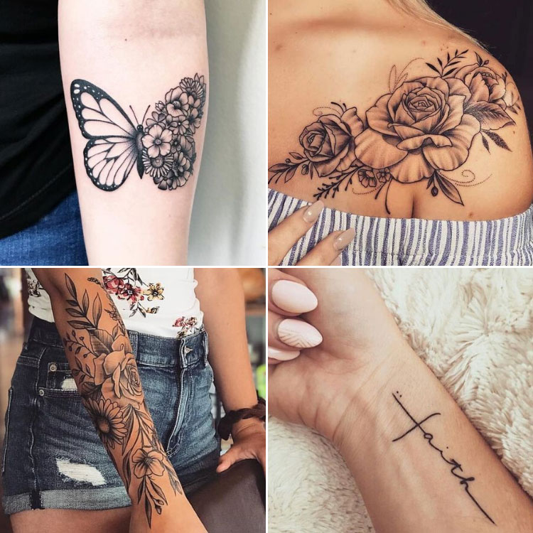 opções de tatuagens femininas