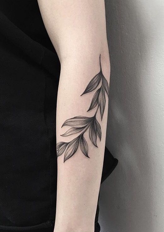 tatuagem de folhas no braço