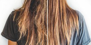 cabelo ressecado e hidratado antes e depois