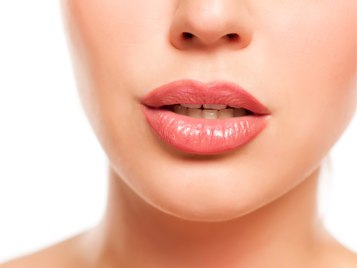 Oval Lip Lining - maquiagem labial. Foto é uma boa com brilho e delineador labial